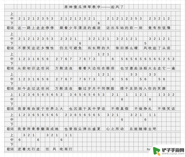 起风了原神琴谱手机版 原神起风了乐谱简谱