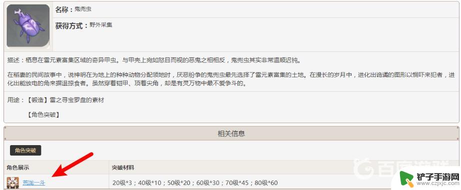 原神鬼兜虫是谁的升级材料 原神鬼兜虫突破材料获取方法