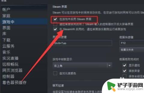 steam呼出游戏设置 如何在游戏中启用Steam界面