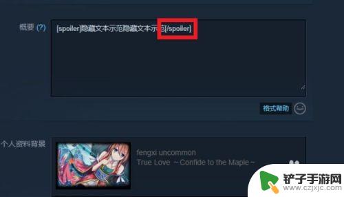 steam怎么发隐藏文本 Steam 个人资料界面 如何 添加 隐藏 文本