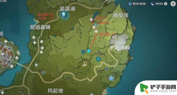 原神小灯草准确位置图 《原神》小灯草地图位置详解