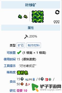 泰拉瑞亚合成绿叶 泰拉瑞亚叶绿矿用什么工具挖